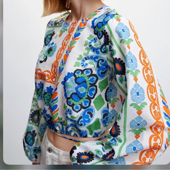 Mango Cropped Blouse- L - Picture 2 of 6